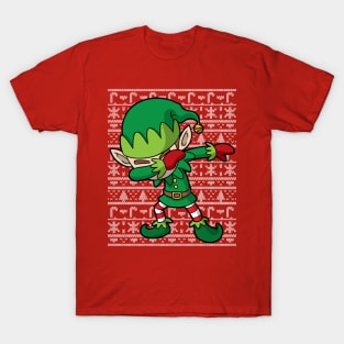 Dabbing Elf Ugly Christmas Sweater T-Shirt